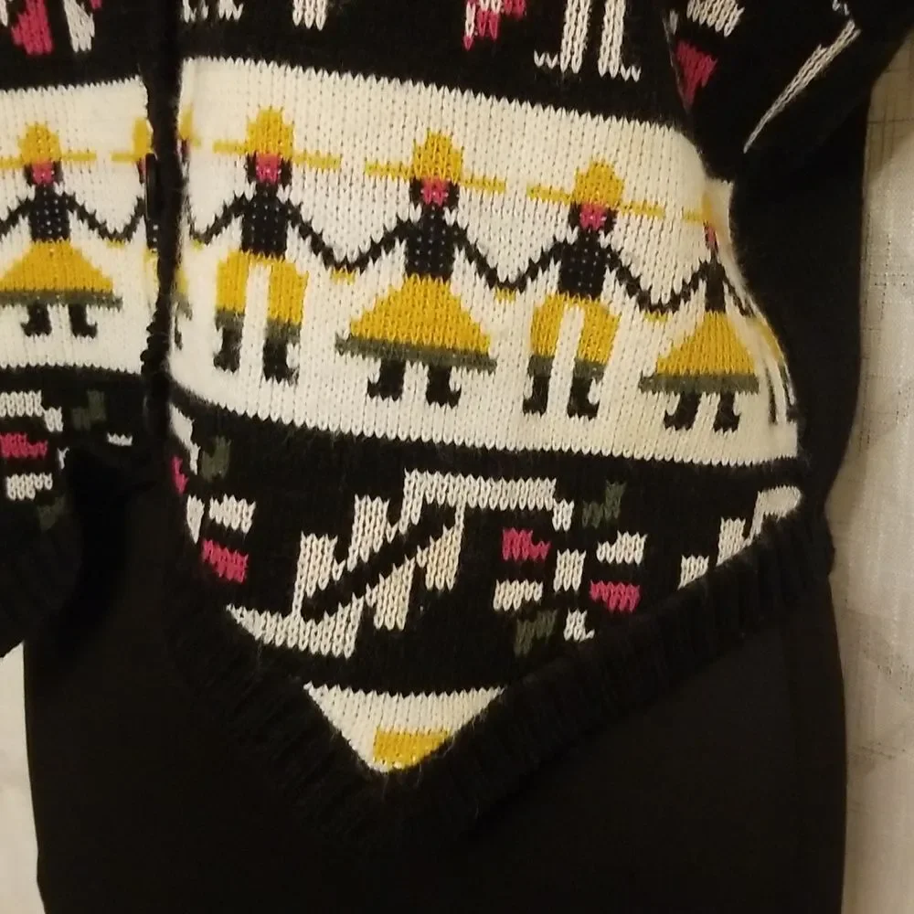 Vintage Boho Art to Wear Knit Cardigan Vest Grannycore Womens S/M Y2k Knit